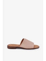 Dámské Kožené Hladké Pantofle Béžové model 21701724 - EVENTO