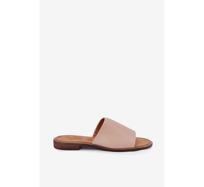 Dámské Kožené Hladké Pantofle Béžové model 21701724 - EVENTO