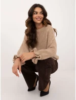 Sweter MI SW model 20535929 ciemny bezowy - FPrice Sweter MI SW model 20535929 ciemny bezowy - FPrice