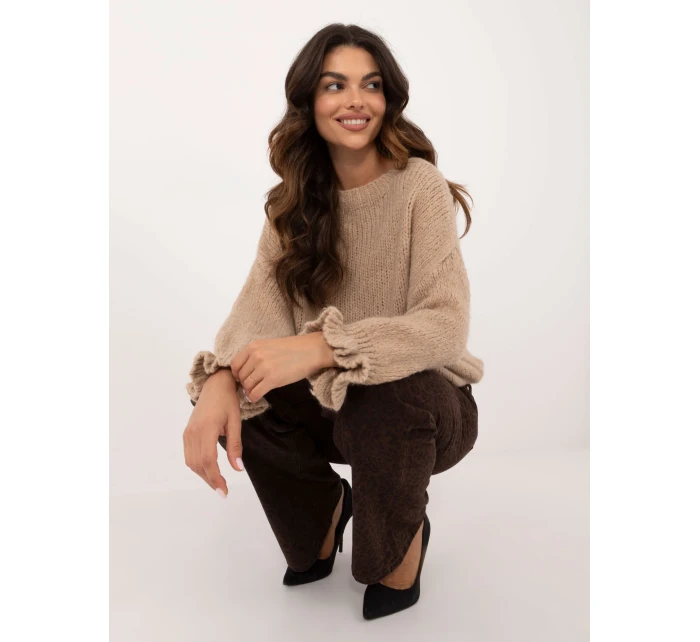 Sweter MI SW model 20535929 ciemny bezowy - FPrice Sweter MI SW model 20535929 ciemny bezowy - FPrice