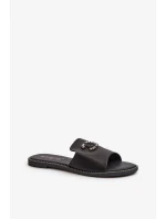 Elegantní dámské lesklé pantofle s ozdobou S.Barski Černá Elegantní dámské lesklé pantofle s ozdobou S.Barski Černá