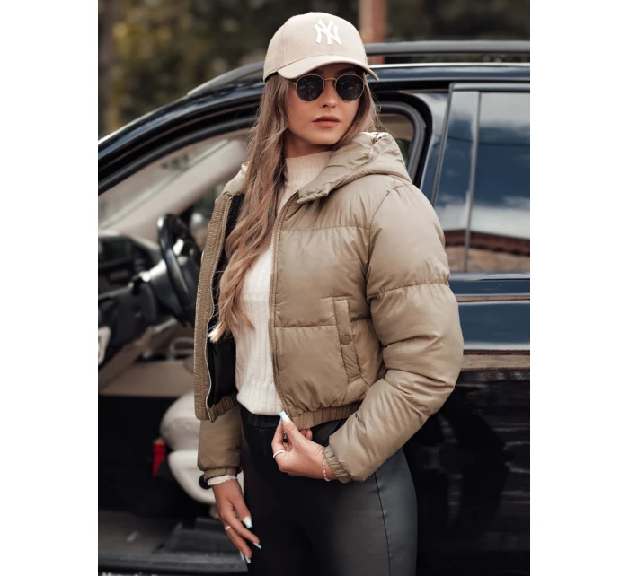 ZENZI prošívaná dámská zimní bunda s kapucí béžová FashionStreet TY4722