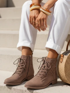 Dámské hnědé ažurové boty FashionStreet ZY1347