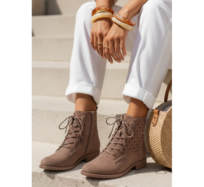 Dámské hnědé ažurové boty FashionStreet ZY1347