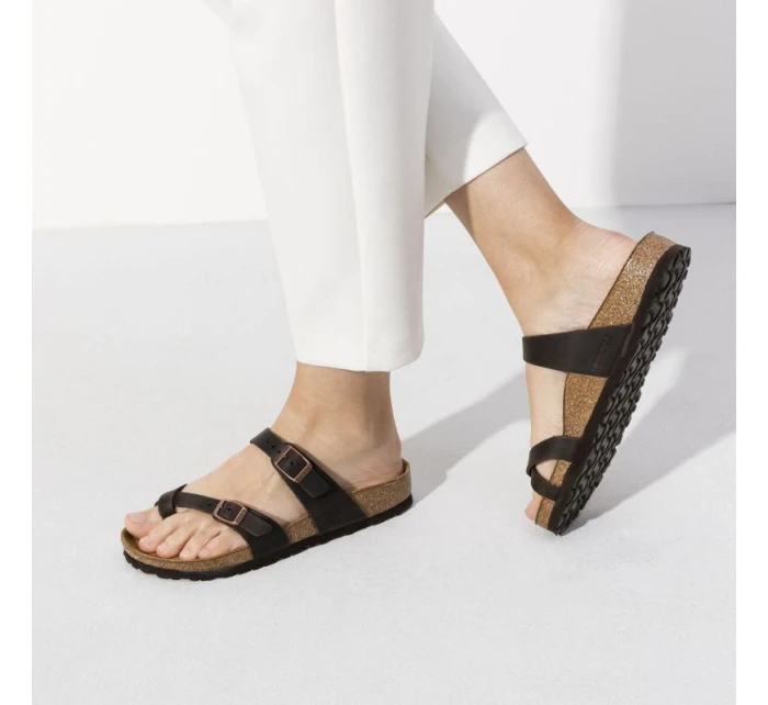 dámské žabky z kůže hnědé model 21867305 - Birkenstock dámské žabky z kůže hnědé model 21867305 - Birkenstock