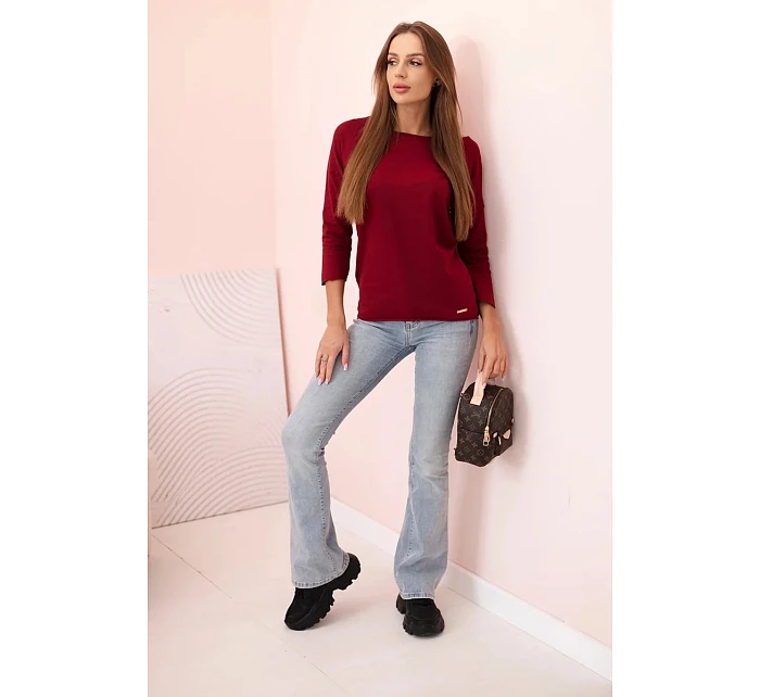 Dámská halenka s lodičkovým výstřihem vínová Dámská halenka s lodičkovým výstřihem vínová