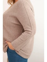 Dámský svetr plus size s lodičkovým výstřihem fango