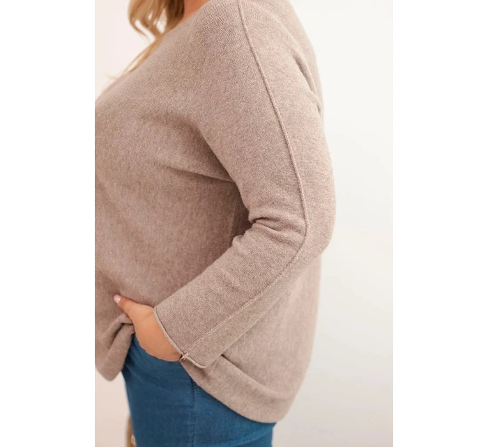 Dámský svetr plus size s lodičkovým výstřihem fango