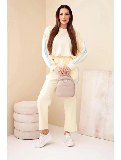 Dámský viskózový komplet masełko s lampasy žlutý