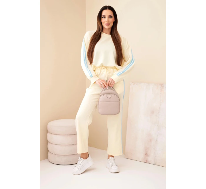 Dámský viskózový komplet masełko s lampasy žlutý