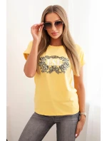 Dámská bavlněná halenka s ozdobným potiskem model 22014297 žlutá - K-Fashion