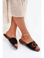 Dámské Pantofle Na Plochém Podpatku S Přezkou Černé model 21698879 - Boto Dámské Pantofle Na Plochém Podpatku S Přezkou Černé model 21698879 - Boto