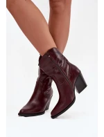 Dámské kožené boty typu kovboj na podpatku Bordové Sorelia Dámské kožené boty typu kovboj na podpatku Bordové Sorelia