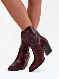 Dámské kožené boty typu kovboj na podpatku Bordové Sorelia