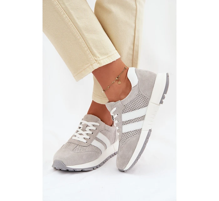 Dámské tenisky z pravé semišové šedé model 22069511 - EVENTO Dámské tenisky z pravé semišové šedé model 22069511 - EVENTO