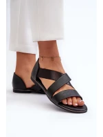 Kožené sandály s lemem, Black Puglia Kožené sandály s lemem, Black Puglia