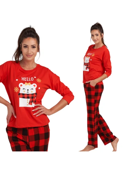 Dámské pyžamo model 19001983 červená s medvídkem - Karol