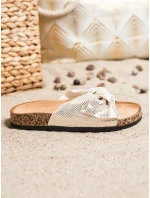 Pohodlné  nazouváky dámské zlaté bez podpatku