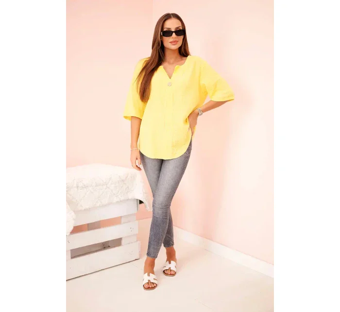 Dámská mušelínová košile s knoflíkem žlutý