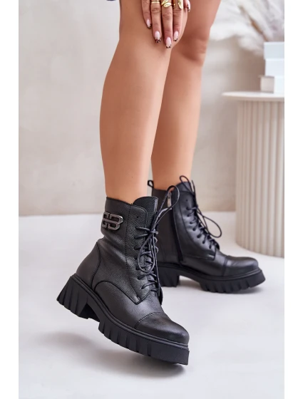 Zazoo 60486 Kožené Boty Pracovníky Zateplené Černé Zazoo 60486 Kožené Boty Pracovníky Zateplené Černé