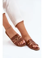 Plážové Dámské Pantofle Se Zlatým Detailem Camel Noroti Plážové Dámské Pantofle Se Zlatým Detailem Camel Noroti