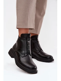 Zateplené dámské boty na zip s ozdobným detailem Černé model 21708398 - Boto