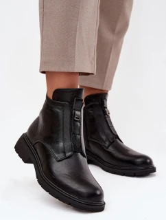 Zateplené dámské boty na zip s ozdobným detailem Černé model 21708398 - Boto