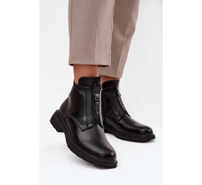 Zateplené dámské boty na zip s ozdobným detailem Černé model 21708398 - Boto Zateplené dámské boty na zip s ozdobným detailem Černé model 21708398 - Boto