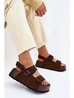 Semišové sandály na platformě Big Star TT274236 čokoládové Semišové sandály na platformě Big Star TT274236 čokoládové