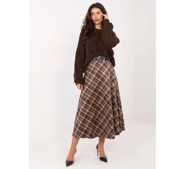 Spódnica MI SD model 21793740 ciemny brązowy - FPrice Spódnica MI SD model 21793740 ciemny brązowy - FPrice