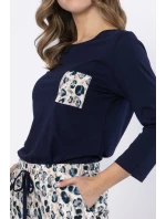 Dámské pyžamo  Tmavě modrá s béžovou model 21875970 - LEVEZA