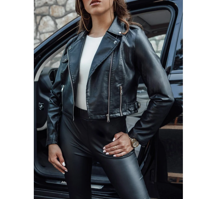 Dámská kožená bunda krátká přechodná ramones BARBADOS černá FashionStreet TY4549
