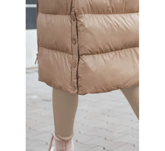 Dámská prošívaná zimní bunda s kožešinou béžová Dstreet model 21980616 - FashionStreet