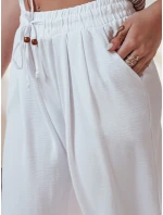 Dámské volnočasové kalhoty s širokými nohavicemi white Dstreet model 21987243 - FashionStreet