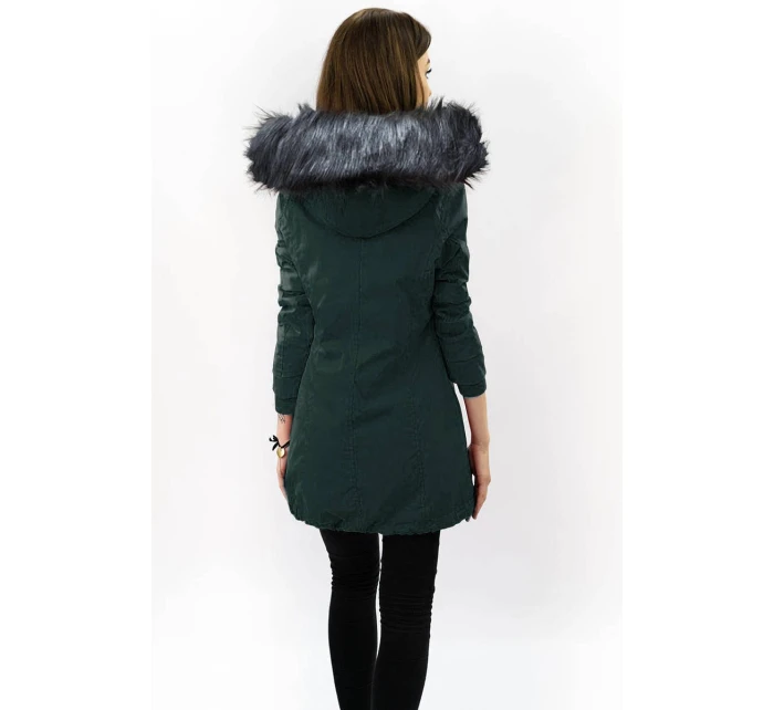 Zeleno-šedá voděodolná dámská bunda parka (m-923)