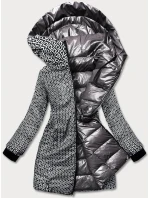 Šedá oboustranná dámská metalická bunda (b8070-70) Šedá oboustranná dámská metalická bunda (b8070-70)