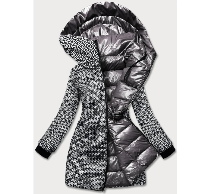 Šedá oboustranná dámská metalická bunda (b8070-70) Šedá oboustranná dámská metalická bunda (b8070-70)