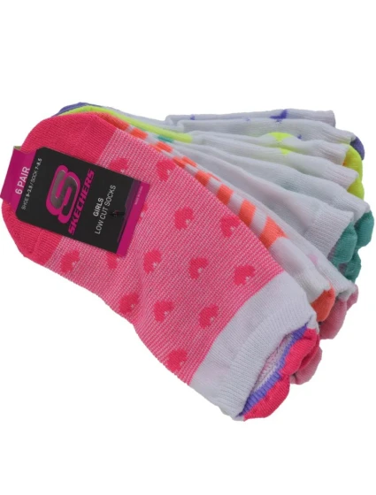 Skechers Girls 6pk3D Heart Low Cut S116502-MULT Multicolour 31-34 Skechers Girls 6pk3D Heart Low Cut S116502-MULT Multicolour 31-34