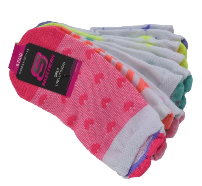 Skechers Girls 6pk3D Heart Low Cut S116502-MULT Multicolour 31-34 Skechers Girls 6pk3D Heart Low Cut S116502-MULT Multicolour 31-34
