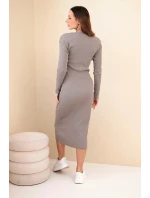 Dámská bavlněná šaty s dlouhým rukávem a knoflíkovým výstřihem fango