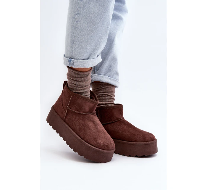 Sametové sněhule na platformě hnědé model 21646672 - Boto Sametové sněhule na platformě hnědé model 21646672 - Boto