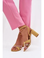 Dámské sandály na podpatku s pásky Eko semiš žluté model 21937474 - Boto