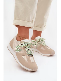 Dámské Tenisky Béžové s Ozdobným Šněrováním model 22039794 - Boto