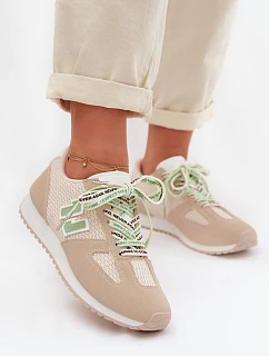 Dámské Tenisky Béžové s Ozdobným Šněrováním model 22039794 - Boto