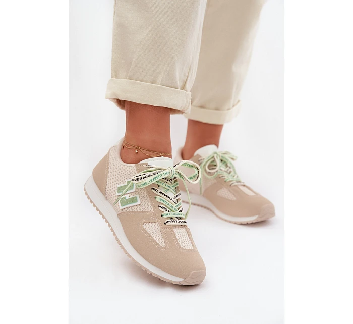 Dámské Tenisky Béžové s Ozdobným Šněrováním model 22039794 - Boto