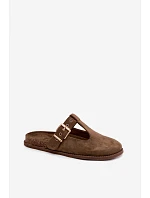 Dámské pantofle z imitace semiše tmavě zelené model 22125698 - Boto