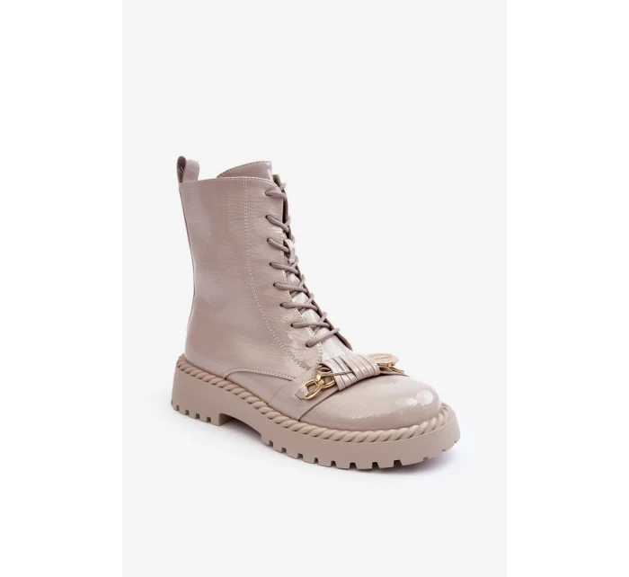 Dámské patentované pracovní boty s dekorací D&A světle šedá Dámské patentované pracovní boty s dekorací D&A světle šedá