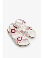 Dětské sandály s květinami a přezkami bílé Memoria