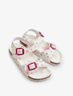 Dětské sandály s květinami a přezkami bílé Memoria