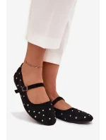 Dámské zdobené baleríny s páskem Olivisse – černé